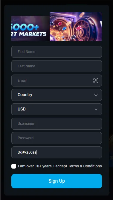 Promo code field on the mobile registration form