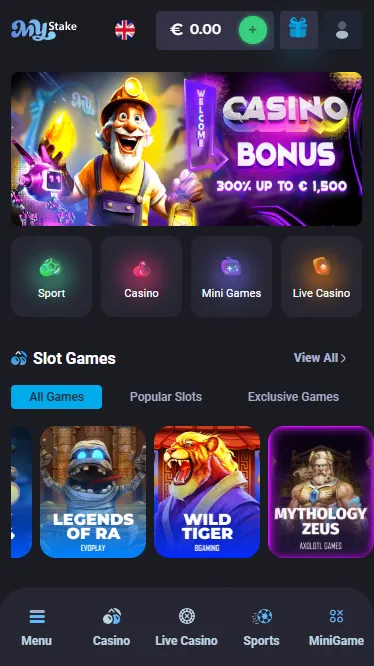 MyStake homepage on a phone