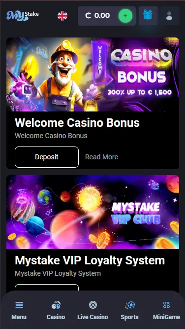 Promotions page on mobile