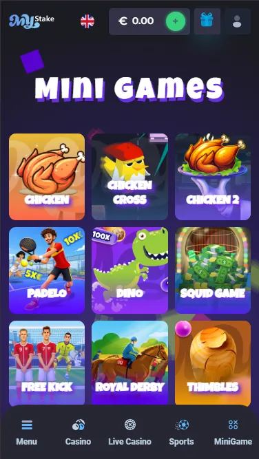 Minigames lobby on mobile
