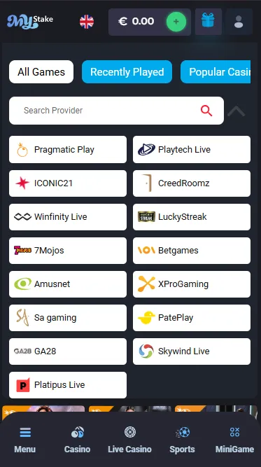 Live table provider list on mobile